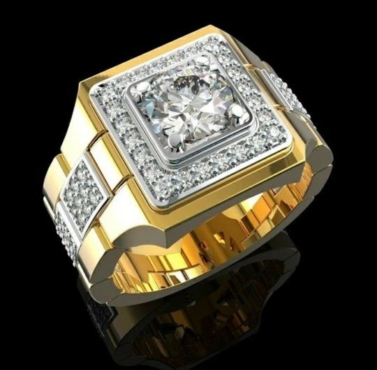 Fashion Ring for Men Classic Jewelry 18k Filled Gold Crown Natural White Sapphire Rings Size 9