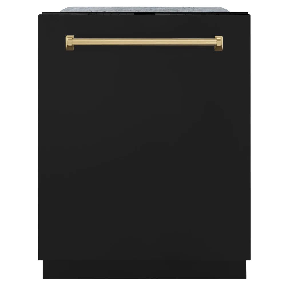 ZLINE Kitchen and Bath Autograph Edition 24 in. Tor Contro 8. •Ccle Tall Tub Dishwasher w/ Black Stainless Steel & Champagne Bronze
