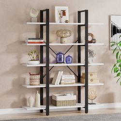 5-Tier Bookshelf, Industrial Style Bookcase