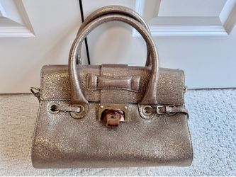 Jimmy Choo Gold Leather Top Handle Bag