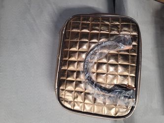 Rose Gold Quilted Cosmetic Travel Bag
