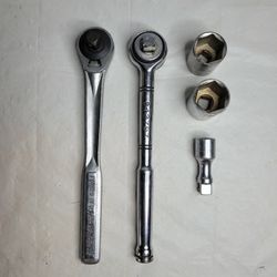 Vintage Craftsman Original Ratchet Set 1 1/8 1 1/16 44985 943797 Chrome