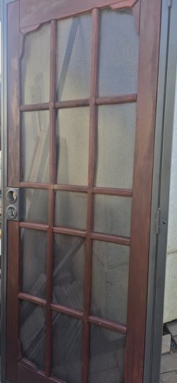 Security Door Metal With Wood Trim