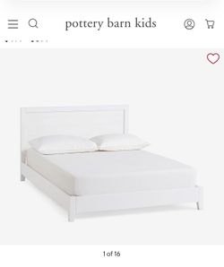 Pottery Barn Kids Emery Platform Bed – Queen Size – Simple White