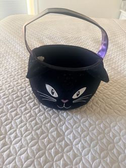 Black Velvet Halloween Cauldron Treat Basket