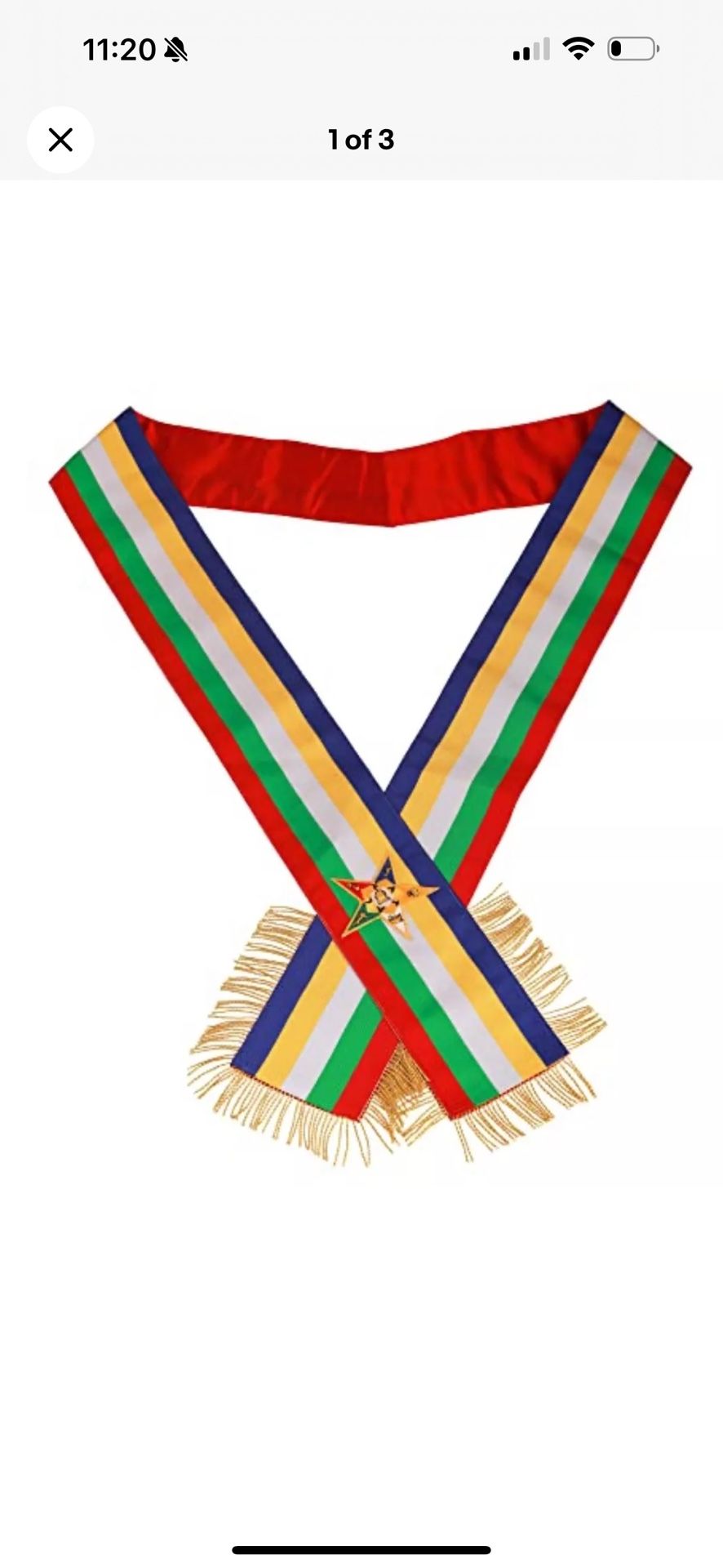 OES SASH - FIVE COLOR MOIRE RIBBON Masonic OES sash