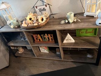 Rustic Wood and Metal Console Shelf Unit