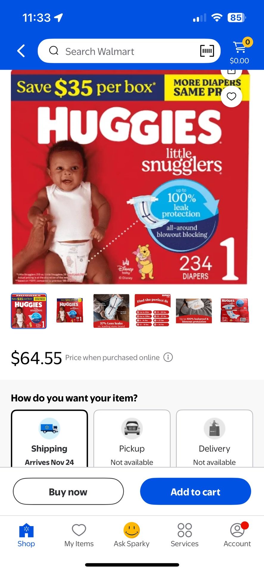 Huggies little Snugglers  Size 1 234 Count