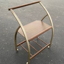 Vintage Mid Century Modern MCM TV Rack Stand Luggage Suitcase Rolling Bar Tea Cart Trolley