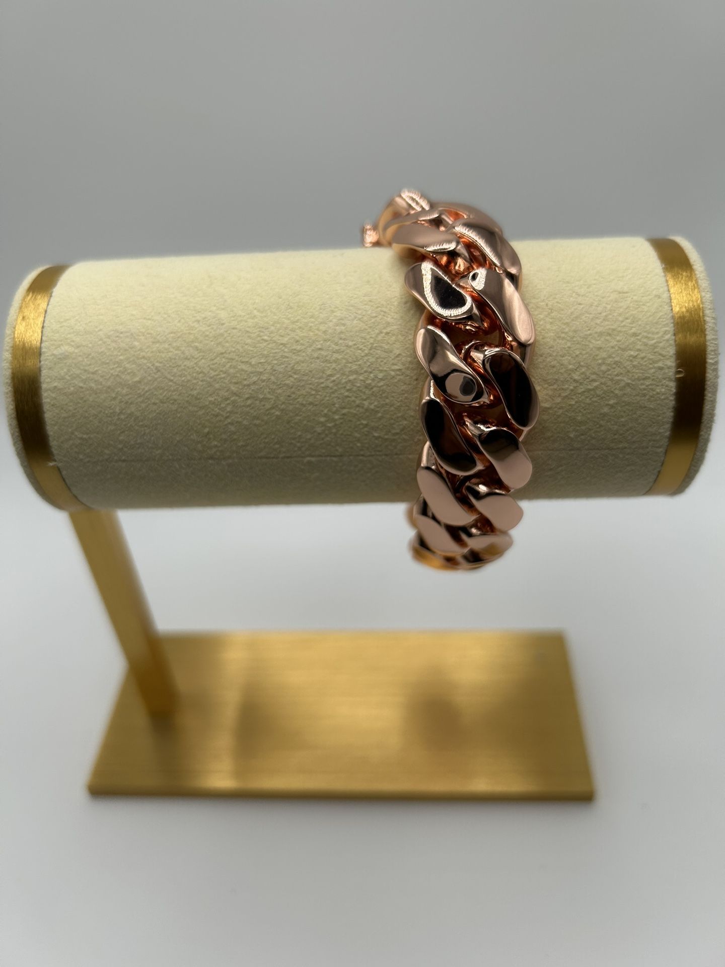 20mm Miami Cuban Link Pink Red Rose Gold Plated Bracelet 18k & 14k Crab Old School Regular Lock