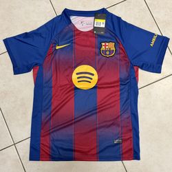 Nike FC Barcelona Jersey Home Kit Spotify Dri-Fit Soccer Size Small NWT