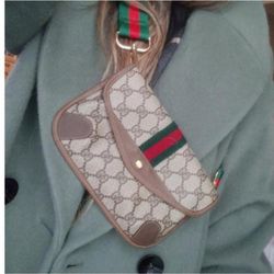 Authentic Vintage Gucci GG Monogram Supreme Sherry Web Ophidia Fanny Neo Waist Belt Clutch Crossbody Bag 