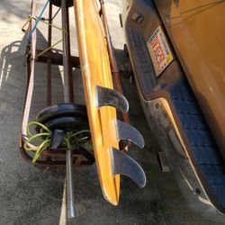 Surf Board and 120lb. Weights and Two Bars plus 2 CURLS.