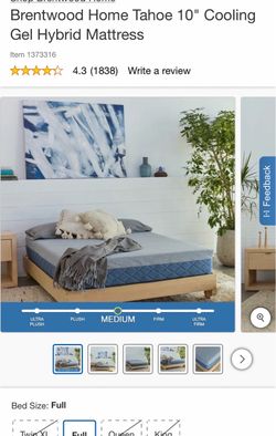 Brentwood Home Tahoe 10” Cooling Gel Hybrid Mattress – Full Size – Opened Box Never Used