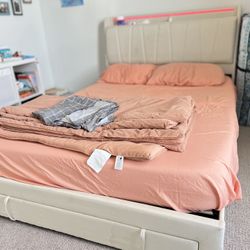Full Size Metal Bed Frame  With Storage (mattress Not Included)