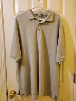 Vintage 90s Eddie Bauer Polo Shirt Men's XL Heather Gray 100% Cotton Mauritius
