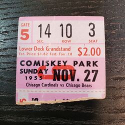 1955 Chicago Cardinals Vs Chicago Bears Football Stub 