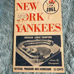 Original New York Yankees Program And Score Card, 1961