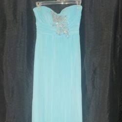 Strapless Blue Floor-length Dress