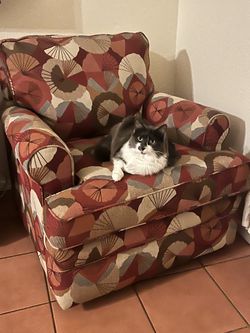 Upholstered Accent Armchair Floral Pattern