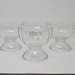 Vintage Libbey Ribbed Optic Dessert Glass Pedestal Footed Bowl