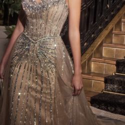 Lady Divine glitter prom dress