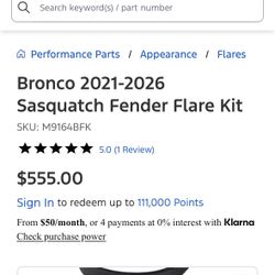 Bronco Sasquatch Fender Flares