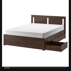 Queen Bed Frame With Two Storage Drawers