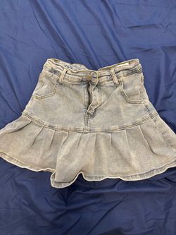 JEANS Light Wash Denim Pleated Mini Skirt/Skort