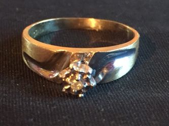 14k solid gold anillo de compromiso con diamanté size 7 3/4