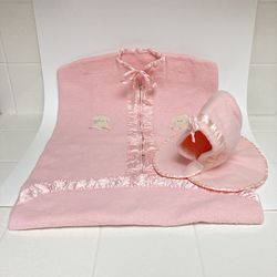 1950s Pink Infant Hat and Zip/Snap Blanket