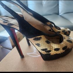 Rare Christian Louboutin Black Snakeskin Stiletto Heels
