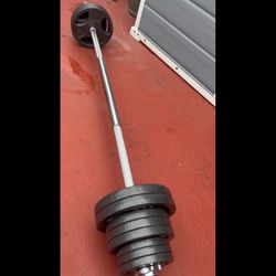 5ft Barbell With 100.lbs And Bar Handles 