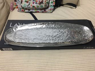 Oblong decorative tray (silver coated glass)
