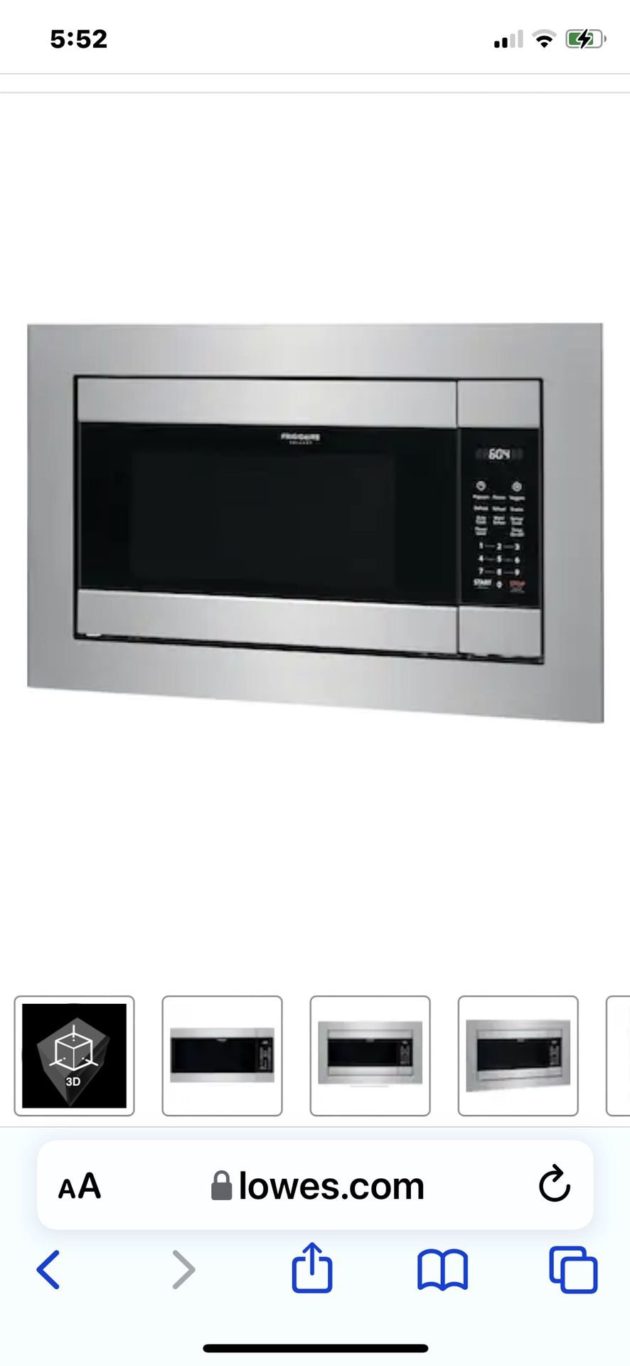 NEW FRIDGIDARE GALLERY 2.2cu Ft Stainless Steel BUILTIN MICROWAVE