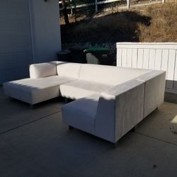 White Suede Sectional Couch Super Clean