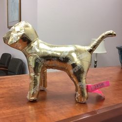 Victory Secret PINK Gold Metallic Plush Dog