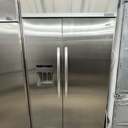 Side By Side Built In KitchenAid 48” Refrigerator Stainless Steel