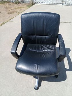 Black Leather Office Chair with Armrests