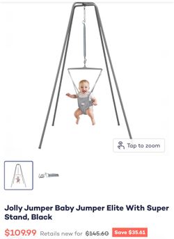 Jolly Jumper Baby Jumper Elite With Super Stand, Gray