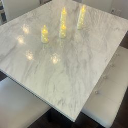 White top marble dining set