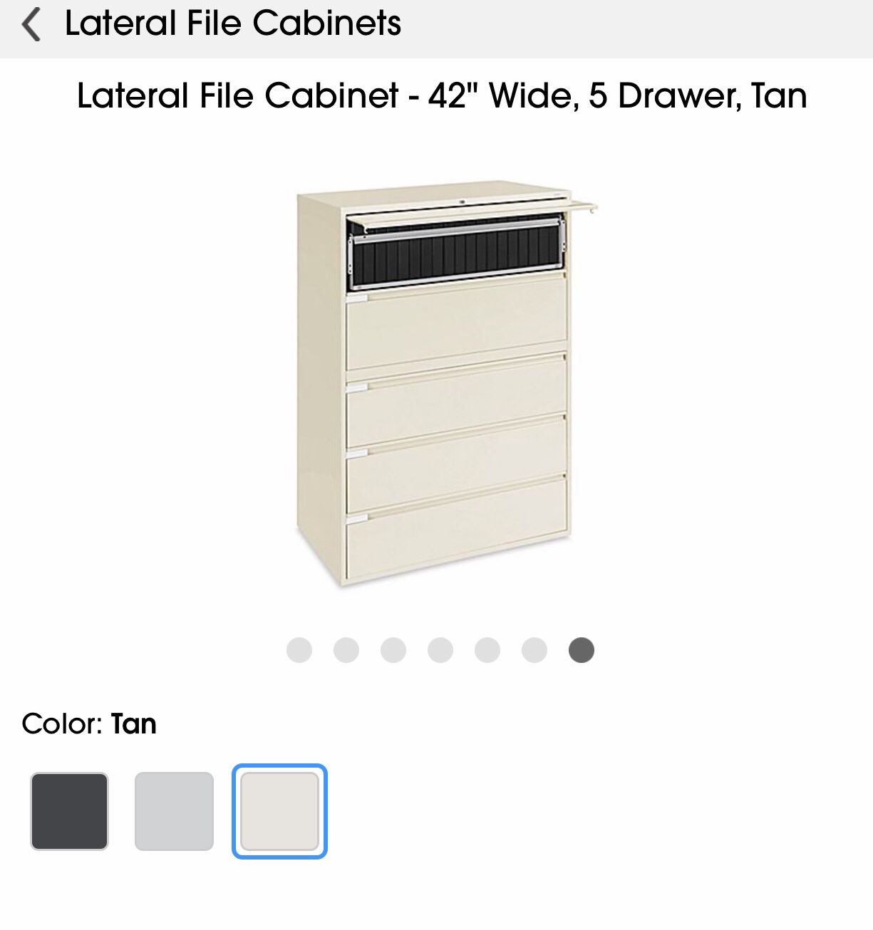 Lateral file cabinet, 5 drawers Tan. Can be use for home office or business.
