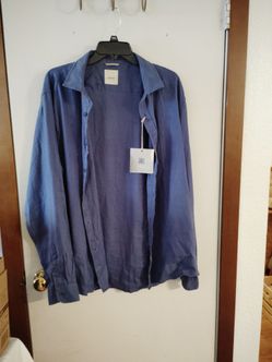 Men's Blue Button-Down Shirt XXL