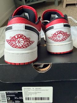 Air Jordan 1 Low White University Red Size 9