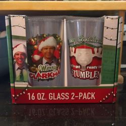 National Lampoon Christmas Vacation 16oz 2 set glasses NIB