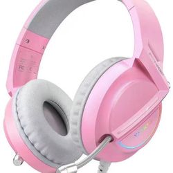 Gaming Headset C for PC, PS4, PS5, Xbox One, Nintendo Switch, PS4 Headset with Crystal Noise Cancelling Microphone & LED Light, Gaming Headphones