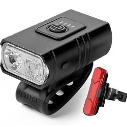 Bike Lights, Bike Headlight, Waterproof USB Rechargeable Bicycle Headlight with Battery