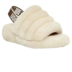 UGG Women's Fluff Yeah Slides Slippers Size 6 NIB Natural Cream Color