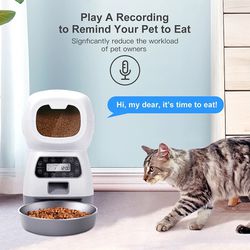 Máquina de alimentación automática para mascotas, Alimentación inteligente para gatos y perros con Control remoto, temporizador 