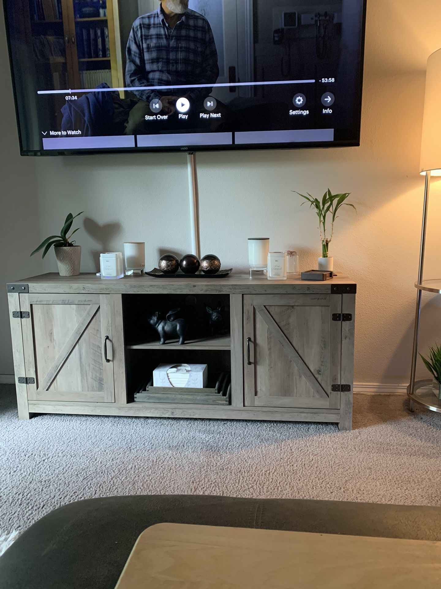 Moving Sale - Sectional Count With Ottoman, Matching Mirror Set, Kitchen Table, 70 Inch tv With Mount, Matching Grey Wood Tv Stand And Table